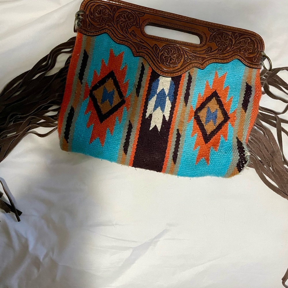Fringe Handbag - Aztec Print